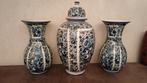 Antiek 3 Delig kaststel, Delfts aardewerk
Blauw op wit bloem, Ophalen of Verzenden
