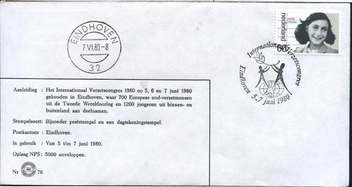 Nederland 80 1040 Verzetscongres 2e Wereldoorlog Anne Frank, Postzegels en Munten, Brieven en Enveloppen | Nederland, Envelop