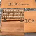 Vintage houten letterdoos voor het oefenen van lezen, Antiek en Kunst, Ophalen of Verzenden