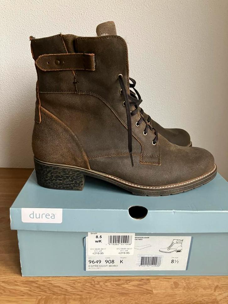 Durea nieuwpaar leren enkellaarsjes bruin wijdte K maat 8.5, Kleding | Dames, Schoenen, Nieuw, Lage of Enkellaarzen, Bruin, Verzenden