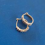 Prachtige zilveren creooltjes met roze en witte steentjes, Ophalen of Verzenden, Zo goed als nieuw, Roze, Zilver