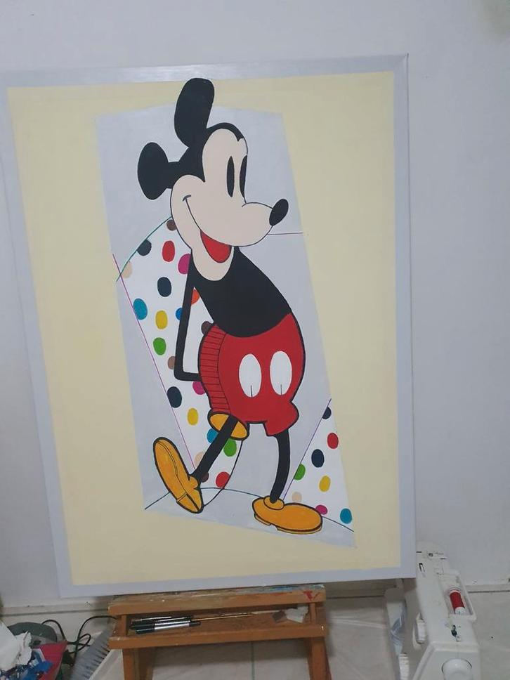 Mickey Mouse Schilderij, Antiek en Kunst, Kunst | Schilderijen | Klassiek, Ophalen of Verzenden