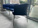4 lederen designstoelen Artifort Megan, Huis en Inrichting, Stoelen, Ophalen, Gebruikt, Blauw, Metaal