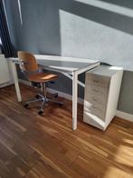 Bureau met design stoel en ladekastje vintage, Huis en Inrichting, Ophalen, In hoogte verstelbaar, Gebruikt
