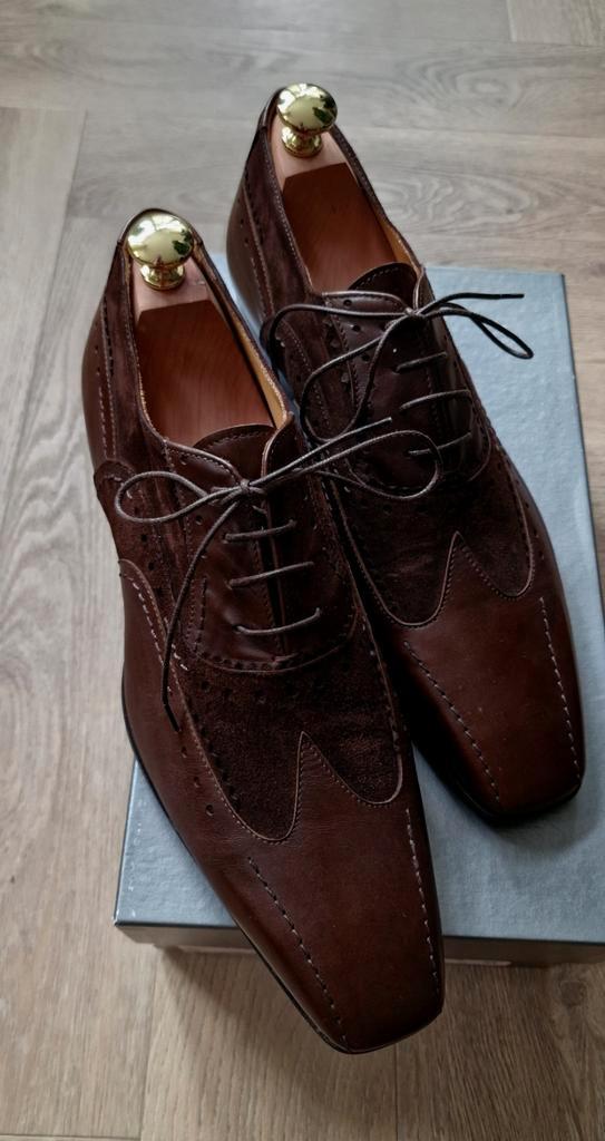 nw. Sjiek Fabiano Ricci schoenen donkerbr. leder/suede mt 44, Kleding | Heren, Schoenen, Nieuw, Veterschoenen, Bruin, Ophalen of Verzenden