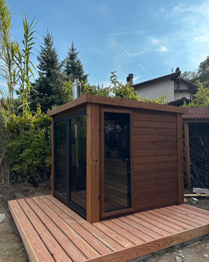 Grenen of Thermowood Buitensauna tuinsauna sauna maatwerk, Sport en Fitness, Sauna, Nieuw, Complete sauna, Fins of Traditioneel