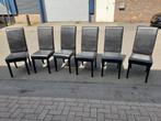 6x eetkamer stoel zwart leer, Ophalen, Gebruikt, Zwart, Leer