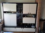Vintage Wandmeubel / Buffetkast Zwart Wit, Ophalen, Gebruikt, Glas, 200 cm of meer