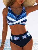 Bikini hoge taille zwart blauw wit 38 40 42 44 46 high waist, Ophalen of Verzenden, Nieuw, Blauw, Bikini
