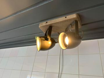 Industriele plafondlamp met 2 spots beschikbaar voor biedingen