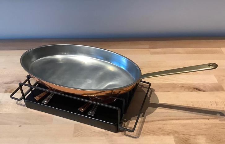 Culinox Roodkoperen Sauteerpan met branders, in nieuwstaat !, Huis en Inrichting, Keuken | Potten en Pannen, Zo goed als nieuw