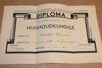 Oud diploma Huishoudkundige - 1946, Ophalen of Verzenden, Gelezen
