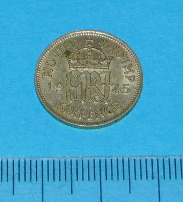Groot-Brittannië - sixpence 1945 - Pr - zilver beschikbaar voor biedingen