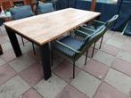 Moet nu weg! Teaktafel met ijzeren onderstel, Tuin en Terras, Tuintafels, Ophalen, Gebruikt, Rechthoekig, Hout