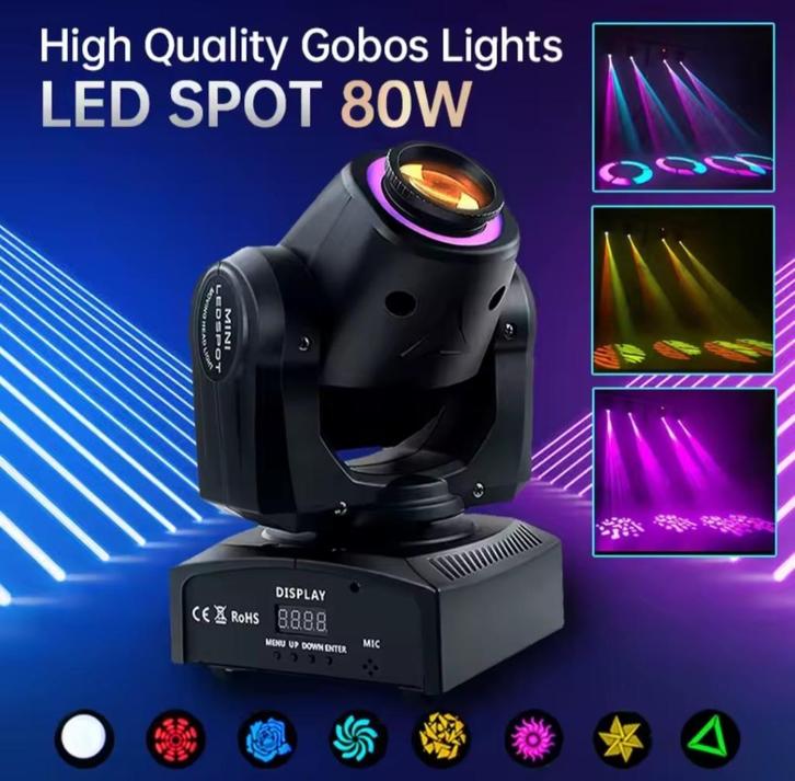 80 Watt LED DMX Moving Head lichteffect, Muziek en Instrumenten, Licht en Laser, Nieuw, Licht, Geluidgestuurd, Kleur, Stroboscoopeffect