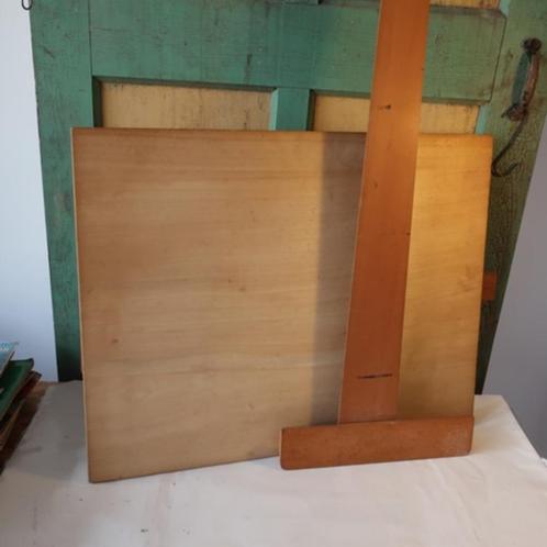 Tekentafel tekendesk hout vintage retro met 2 x liniaal SET, Verzamelen, Retro, Huis en Inrichting, Ophalen