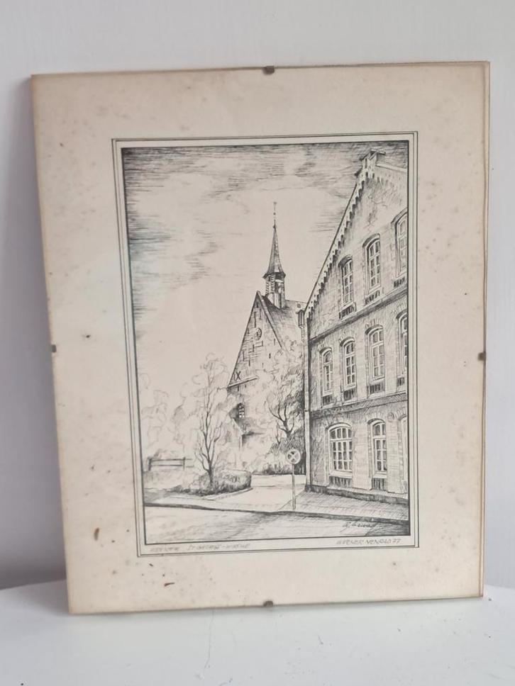 Weener St. Georgs-Kirche Tekening, Antiek en Kunst, Kunst | Tekeningen en Foto's, Ophalen of Verzenden