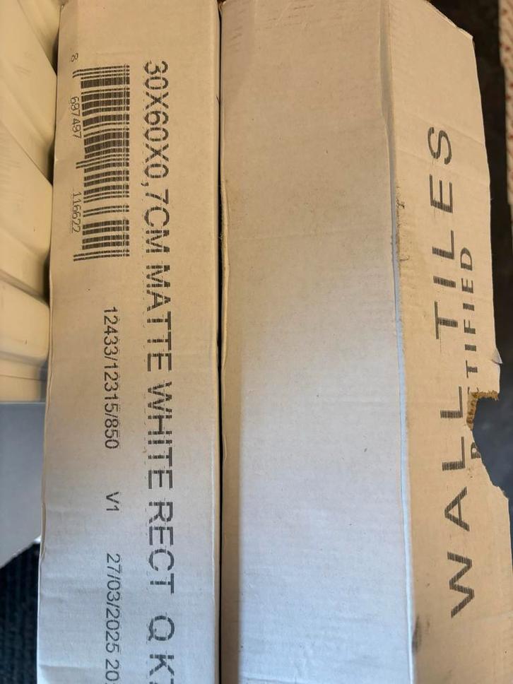 Witte matte tegels 30x60 cm - Gerectificeerd, Doe-het-zelf en Verbouw, Tegels, Nieuw, Wandtegels, Keramiek, 40 tot 60 cm, 20 tot 40 cm