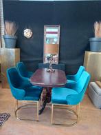 Stijlvolle eetkamerstoelen met gouden onderstel, Huis en Inrichting, Stoelen, Ophalen of Verzenden, Zo goed als nieuw, Overige kleuren