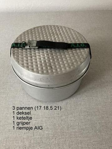AIG campingpannen set 6 stuks pannen deksel keteltje grijper beschikbaar voor biedingen