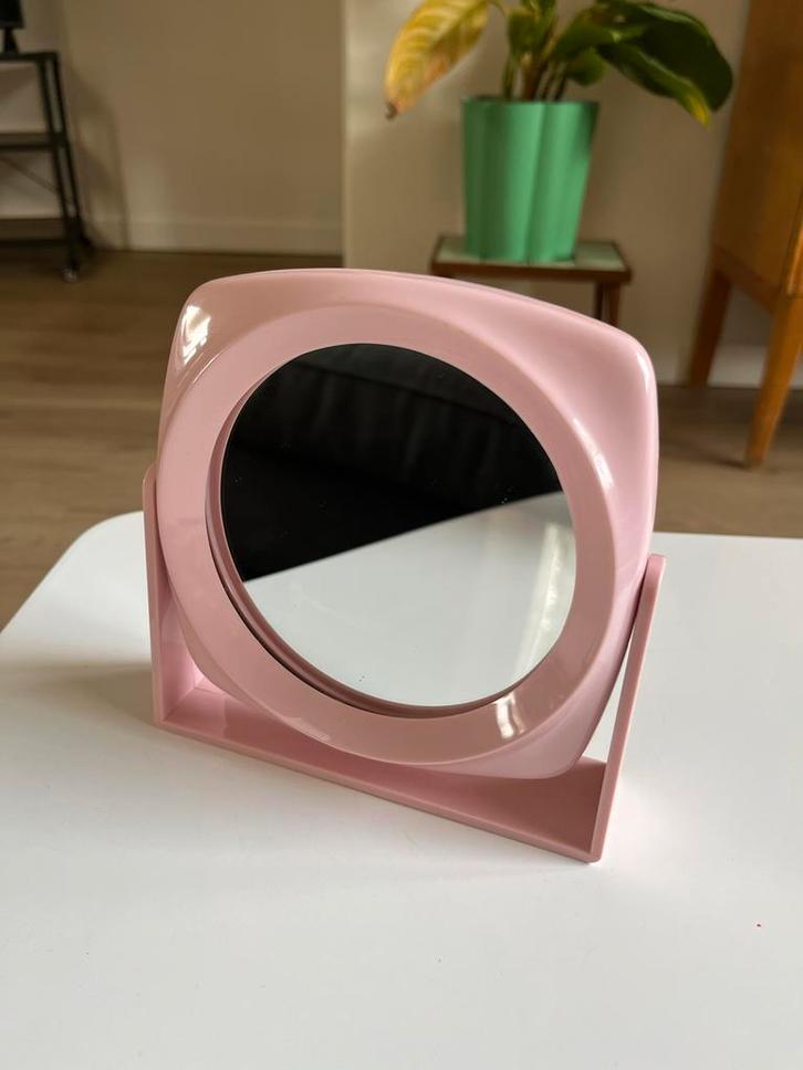 Oudroze Dubbelzijdige Spiegel, Verzamelen, Retro, Persoonlijke verzorging, Ophalen of Verzenden