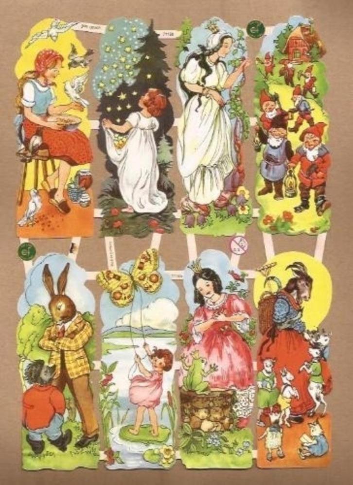 Acht sprookjes o.a. Wolf & 7 geitjes poezieplaatjes 7115B De, Verzamelen, Poesieplaatjes, Verzenden