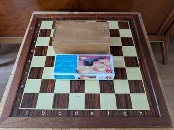 Vintage Schaakspel met Damschijven dubbelzijdig schaakbord.  beschikbaar voor biedingen