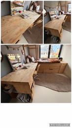 Unieke Steigerhouten Bed met Bureau,  slaaplade & opbergers, Ophalen, Gebruikt, 180 cm of meer, 85 tot 100 cm