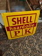 Emaille reclamebord, Shell haardolie, langcat, Ophalen of Verzenden, Zo goed als nieuw, Reclamebord