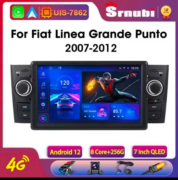 Android Radio Fiat Grande Punto 2007-2012, Auto diversen, Autoradio's, Gebruikt, Ophalen
