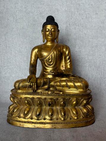 Prachtig Tibetaans beeld brons verguld 41 cm / 9.2 kg beschikbaar voor biedingen