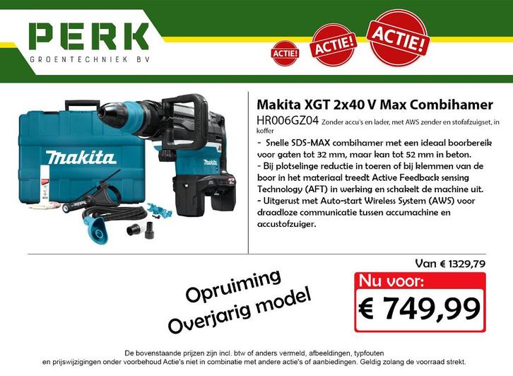 Makita HR006GZ04 XGT 2x40 V Max Combihamer, Doe-het-zelf en Verbouw, Gereedschap | Boormachines, Nieuw, Boor- en/of Breekhamer