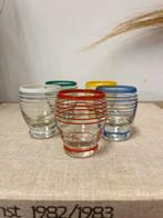 Prachtige set gekleurde vintage borrelglazen shotglaasjes 5x, Glas of Glazen, Ophalen of Verzenden, Overige stijlen, Glas