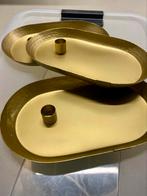 ZUSSS - Metalen kandelaar ovalen schaal goud 3x, Huis en Inrichting, Woonaccessoires | Kandelaars en Kaarsen, Overige kleuren