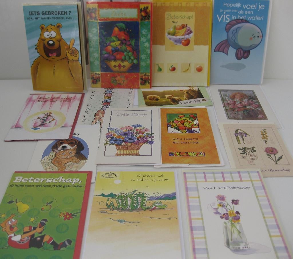 Wenskaarten / Beterschapskaarten 15 stuks dubbele kaarten, Diversen, Ophalen of Verzenden, Nieuw