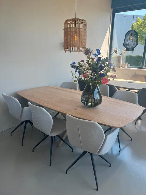 Deens ovaal eiken 160 180 200 220 240cm naturel op voorrraad, Huis en Inrichting, Tafels | Eettafels, Nieuw, 200 cm of meer, Vijf personen of meer