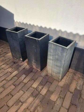 Plantenbak bloembak 3 stuks grijs antraciet beschikbaar voor biedingen