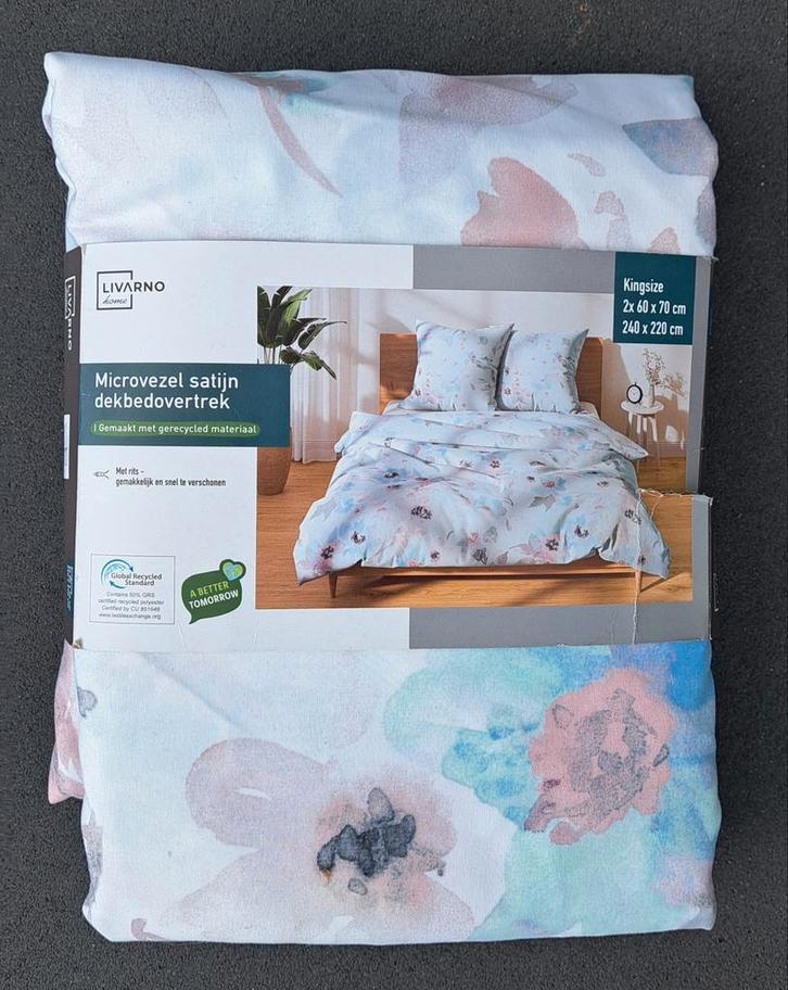 Livarno Home Microvezel Satijn Dekbedovertrek Kingsize, Huis en Inrichting, Slaapkamer | Beddengoed, Nieuw, Dekbedovertrek, Tweepersoons