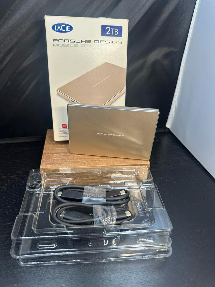 LaCie Porsche Design Mobile Drive 2TB – goud USB-C / USB 3.0, Computers en Software, Harde schijven, Zo goed als nieuw, Ophalen of Verzenden