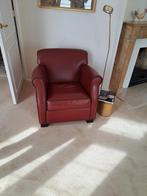 Mooi bordeaux rode skai lederen fauteuil., Overige materialen, Minder dan 75 cm, Ophalen of Verzenden, Zo goed als nieuw