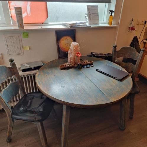 STEVIGE RONDE EIKENHOUTEN EETHOEK, Huis en Inrichting, Tafels | Eettafels, Gebruikt, 100 tot 150 cm, Vijf personen of meer, Rond