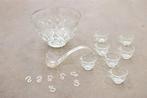 Vintage 9 delige Glazen Punch bowl 47595, Gebruikt, Ophalen of Verzenden, Bord(en), Wedgwood