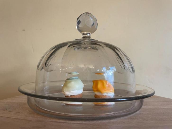 Kaasstolp met schotel antiek glas Stolp 19e eeuws, Antiek en Kunst, Curiosa en Brocante, Ophalen of Verzenden