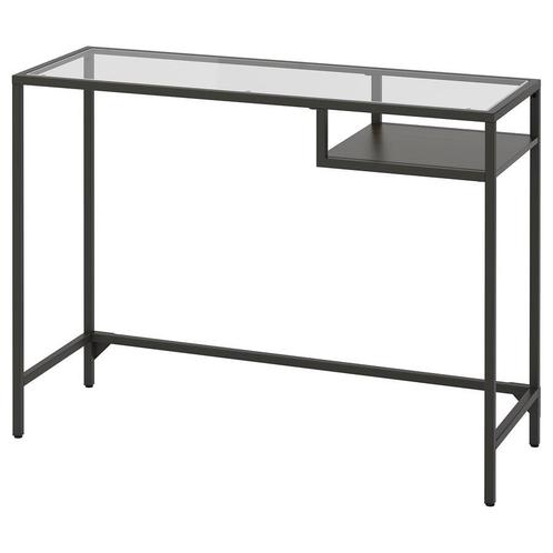 2x Ikea VITTSJÖ Laptoptafel bureau, zwartbruin/glas,, Huis en Inrichting, Tafels | Sidetables, Zo goed als nieuw, 25 tot 50 cm