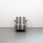 4x Leolux Scylla fauteuil zwart/grijs/wit gestreepte stof, Huis en Inrichting, Fauteuils, Niet ingevuld, Ophalen of Verzenden