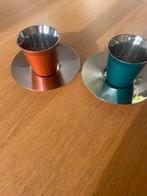 Nespresso Pixie Cape Town Longo Kopjes met Schotels, Gebruikt, Bruin, Ophalen of Verzenden, Metaal