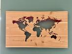 Prachtige Houten wereldkaart met ledverlichting, Ophalen, Zo goed als nieuw