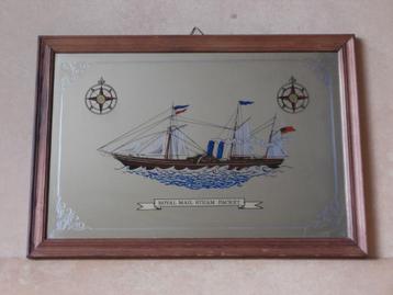 Spiegel Schip boot zeilschip vintage bar barspiegel 47x34cm beschikbaar voor biedingen