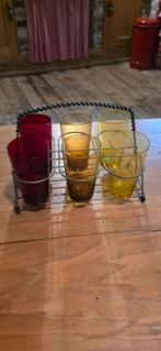 Vintage Jaren 50 Drinkglazen met Rekje, Ophalen of Verzenden