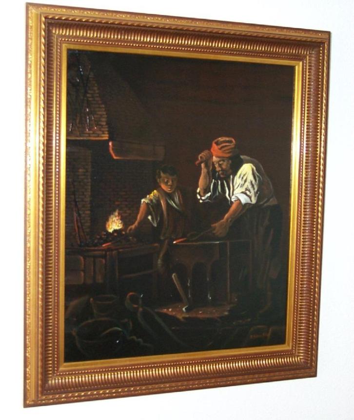 Olieverfschilderij op doek in lijst. Afmeting doek 50x60cm., Antiek en Kunst, Kunst | Schilderijen | Klassiek, Ophalen